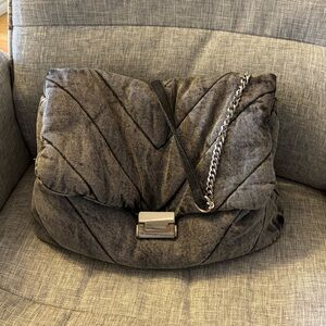 Zara grey denim puff shoulder bag